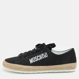 Moschino Black Jute and Nubuck Leather Low Top Sneakers Size 42 1174258