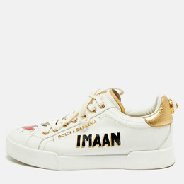 Dolce & Gabbana White Leather Portofino Low Top Sneakers Size 37 1173649