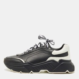 Dolce & Gabbana Black/White Leather Daymaster Low Top Sneakers Size 41 1175035