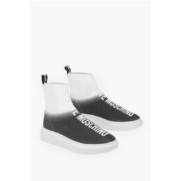 Высокие кеды LOVE с затененным носком и вышитым логотипом Moschino, Black and White 0017356323 | black and white