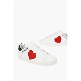 Низкие кожаные кеды LOVE с бархатным сердцем и контрастом Moschino, Red 0017356336 | red