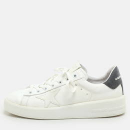 Golden Goose WhiteGrey Leather and Glitter PureStar Low Top Sneakers Size 39 1178647