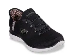 Hands Free Slip-Ins: Summits Leopard Chic Slip-On Кроссовки - женские Skechers, Animal Print 198376365035 | animal print