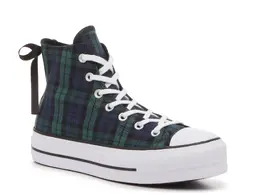 Кроссовки Chuck Taylor All Star Platform High-Top - женские Converse, Navy Plaid Print 194435636177 | navy plaid print