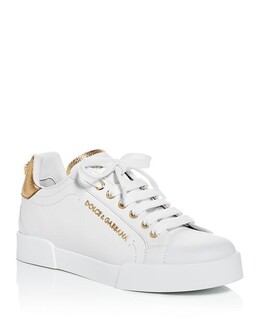 Женские низкие кеды Dolce & Gabbana, цвет White 3930846 | white/gold