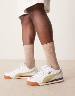 Кроссовки Puma Roma белого цвета с зеленым 139712271 | white