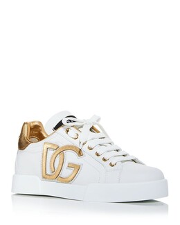 Женские классические низкие кеды Dolce & Gabbana 4343223 | white/gold