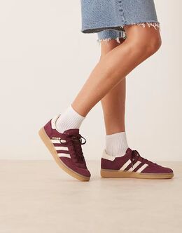 Кроссовки Adidas Handball Spezial бордового и кремового цвета с резиновой подошвой 141934143 | burgundy