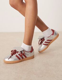 Кроссовки Adidas Samba LT в цвете металлик серебристый и красный 139874610 | silver