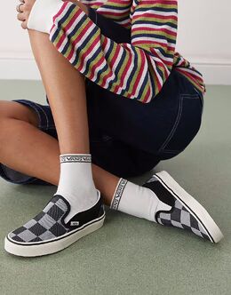 Кроссовки Vans Classic Slip-ON с монохромным шахматным узором черного цвета 142328162 | black