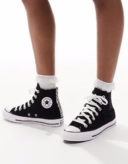 Кроссовки Converse Chuck Taylor All Star Hi черного цвета с леопардовым принтом - ЧЕРНЫЙ 139009164 | black