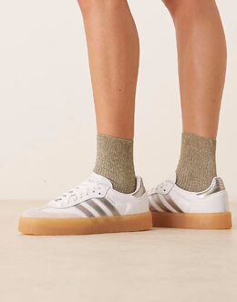 Кроссовки Adidas Sambae белого и металлического серебристого цвета 141910959 | white