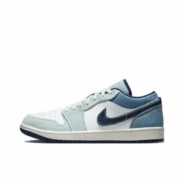 Кроссовки Jordan 1 Low, полнота F (EU)/ на среднюю стопу, размер 12US 11UK 46EU 45RU 30CM, белый, бежевый, голубой 4373938400