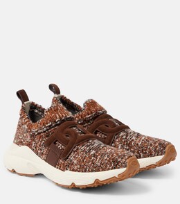 Вязаные кроссовки с кожаной отделкой Tod's, цвет bruno p00938006 | bruno