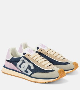 Кроссовки из замши с логотипом Dolce & Gabbana, цвет blu/grigio p00949023 | blu/grigio