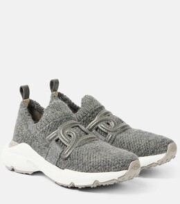 Вязаные кеды Tod's, цвет grafite + cenere scuro p00967329 | grafite + cenere scuro