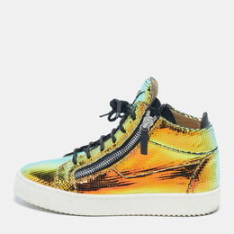 Giuseppe Zanotti Metallic Multicolor Leather Kriss High Top Sneakers Size 42.5 1180371