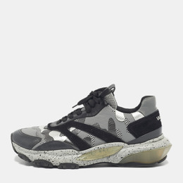 Valentino Black/Grey Leather and Mesh Camouflage Bounce Low Top Sneakers Size 41 1179892