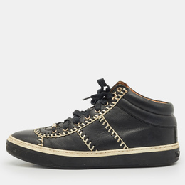 Jimmy Choo Black Leather Bells Mid Top Sneakers Size 38 1179964