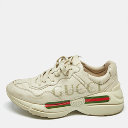 Gucci Off White Leather Vintage Logo Rhyton Sneakers Size 40.5 1180712