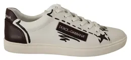 Dolce & Gabbana Italian Casual Leather Sneakers in White & Bordeaux - EU39.5/US6.5 mv3973 - 39.5