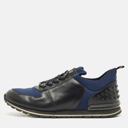 Tod's Black/Blue Leather and Neoprene Low Top Sneakers Size 43 1182353