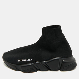 Balenciaga Black Knit Fabric Speed Trainer High-Top Sneakers Size 37 1182227