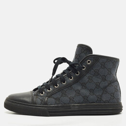 Gucci Black GG Canvas and Leather High Top Sneakers Size 40 1176346