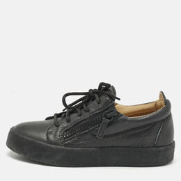 Giuseppe Zanotti Black Leather Frankie Low Top Sneakers Size 37 1186128