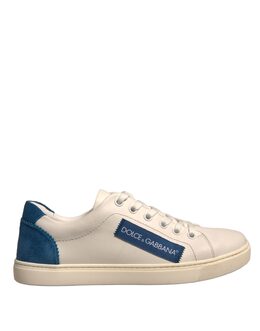 Белые замшевые кожаные низкие кеды Dolce & Gabbana, синий/белый 8054802560042 | blue and white