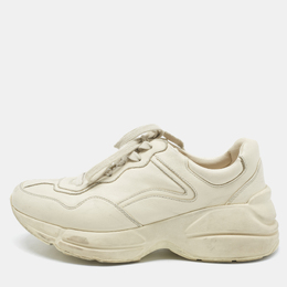 Gucci Cream Leather Rhyton Sneakers Size 39 1186533