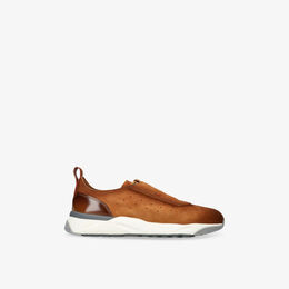 Кроссовки кожаные Santoni Innova с низким верхом, рыжевато-коричневый r04389209 | tan