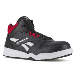 Кроссовки с композитным носком на высокой подошве Reebok Work Bb4500, черно-красные из кожи 5266382/61842 | black/red leather