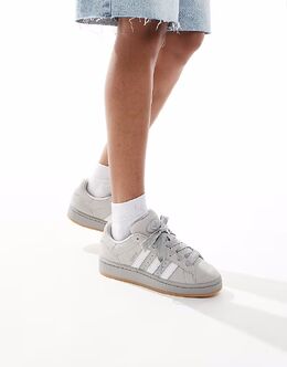 Кроссовки Adidas Campus 00-х с резиновой подошвой серого и белого цветов 139874623 | grey