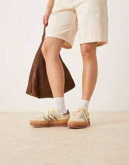 Кроссовки Adidas Gazelle Bold кремового и серебристого цветов 139875846 | cream