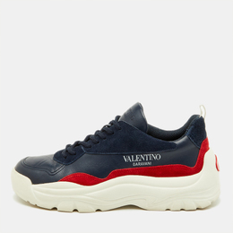 Valentino Blue/Red Suede and Leather Gumboy Low Top Sneakers Size 41 1190668