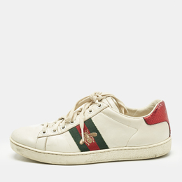 Gucci White Leather Web Ace Sneakers Size 37.5 1190198