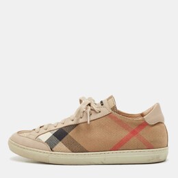 Burberry Beige Nova Check Canvas and Leather Low Top Sneakers Size 36 1191623