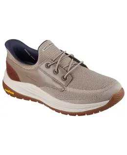 Мужские слипоны свободного кроя: Meroe - Alden Casual Boat Sneakers от Finish Line Skechers, коричневый/бежевый 19525398 | taupe