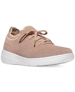 Женские кроссовки Super-Q на шнуровке с вязаным верхом Fitflop, белый 22511881 | beige buff, rose gold