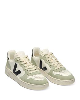 Мужские кожаные кроссовки V-10 на низком ходу Veja, зеленый 4054067 | black clay
