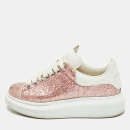 Alexander McQueen Pink/White PVC And Glitter Oversized Lace Up Sneakers Size 36.5 1192724