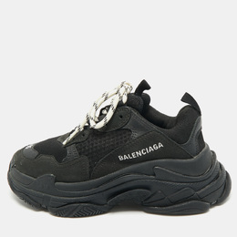 Balenciaga Black Leather and Mesh Triple S Sneakers Size 35 1192025