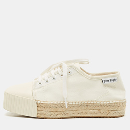 Palm Angels Off White Canvas Espadrille Sneakers Size 38 1191645