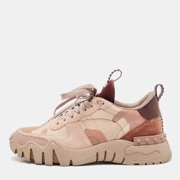 Valentino Two Tone Camo Print Canvas and Leather Rockrunner Sneakers Size 38 1191426