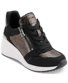 Женские кроссовки-танкетки Kalina на шнуровке Dkny, серый 19460342 | pewter/ black