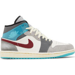 Кроссовки Nike Air Jordan 1 Mid, серо-голубой fb1870 161 | grey light blue