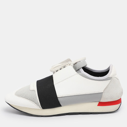 Balenciaga White Leather and Mesh Race Runner Low Top Sneakers Size 43 1193034