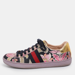 Gucci Multicolor Canvas and Leather GG Floral Ace Low Top Sneakers Size 37.5 1192926