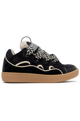 эксклюзивные черные кожаные кроссовки Curb от Ssense Lanvin, мультиколор 251254m237060 | black/white